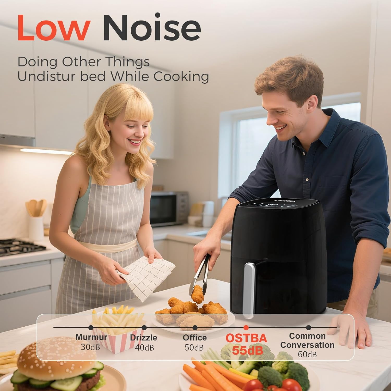 4.5QT Fryer with Tempered Glass LED Touch Screen, 6 Presets One-Touch Cooking