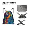 thumbnail image 4 of Daiia Vibrant Rainbow Parrot Fantasy Pattern Drawstring Backpack, Gym Bag, Lightweight Backpack, Water-Resistant Bag Travel Sports Backpack, Fitness Bag, Yoga Bag-Small, 4 of 6