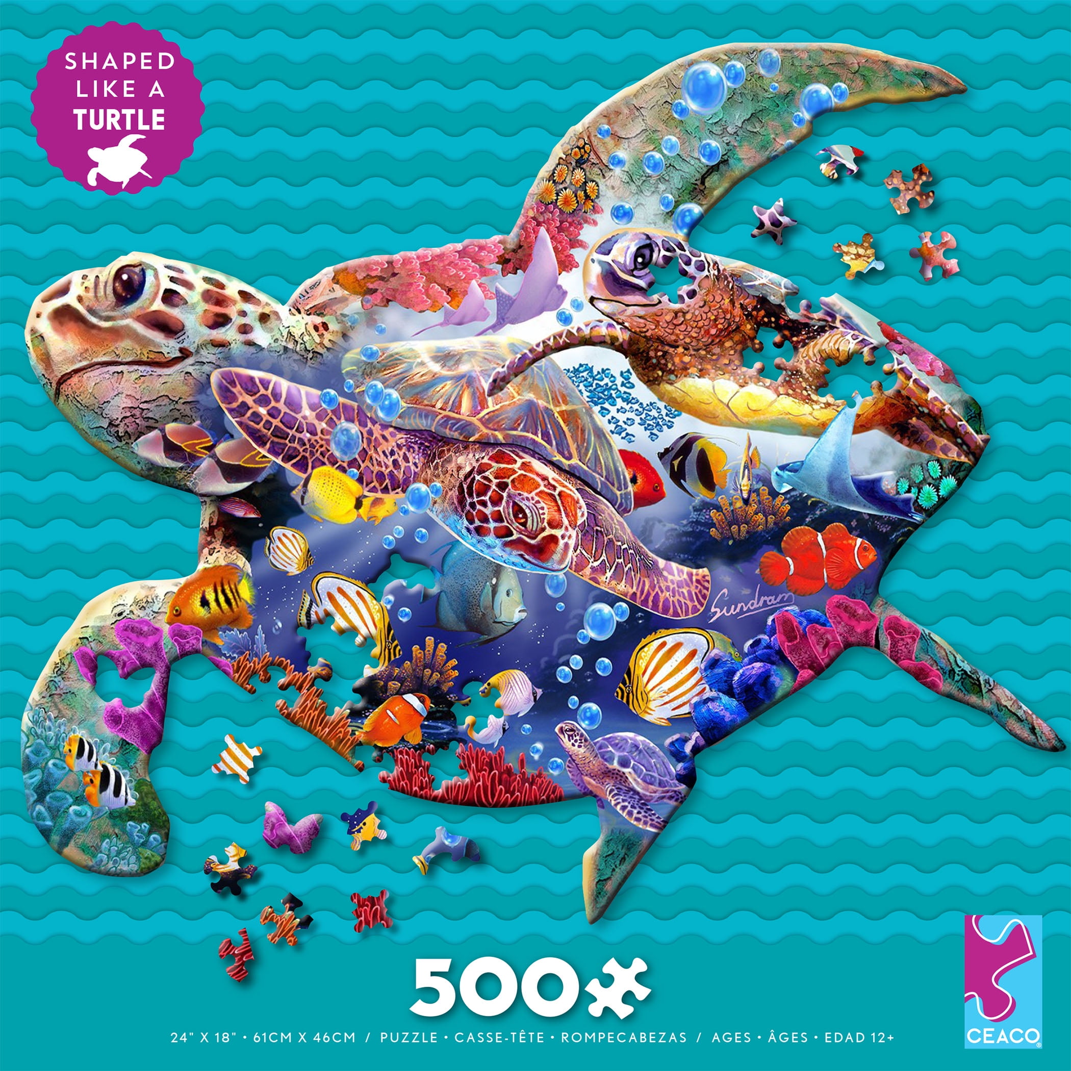 Ceaco - Puzzle Shapes - Turtle - 500 piece Jigsaw Puzzle - Walmart.com ...