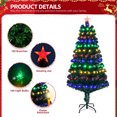 thumbnail image 3 of 5FT Fiber Optic Artificial Christmas Tree, Pre-Lit Xmas Tree with 180 Colorful LED Lights, 8 Lighting Modes, Lighted Top Star, Foldable Metal Base, for Home Office Party Holiday Decor Green, 3 of 8