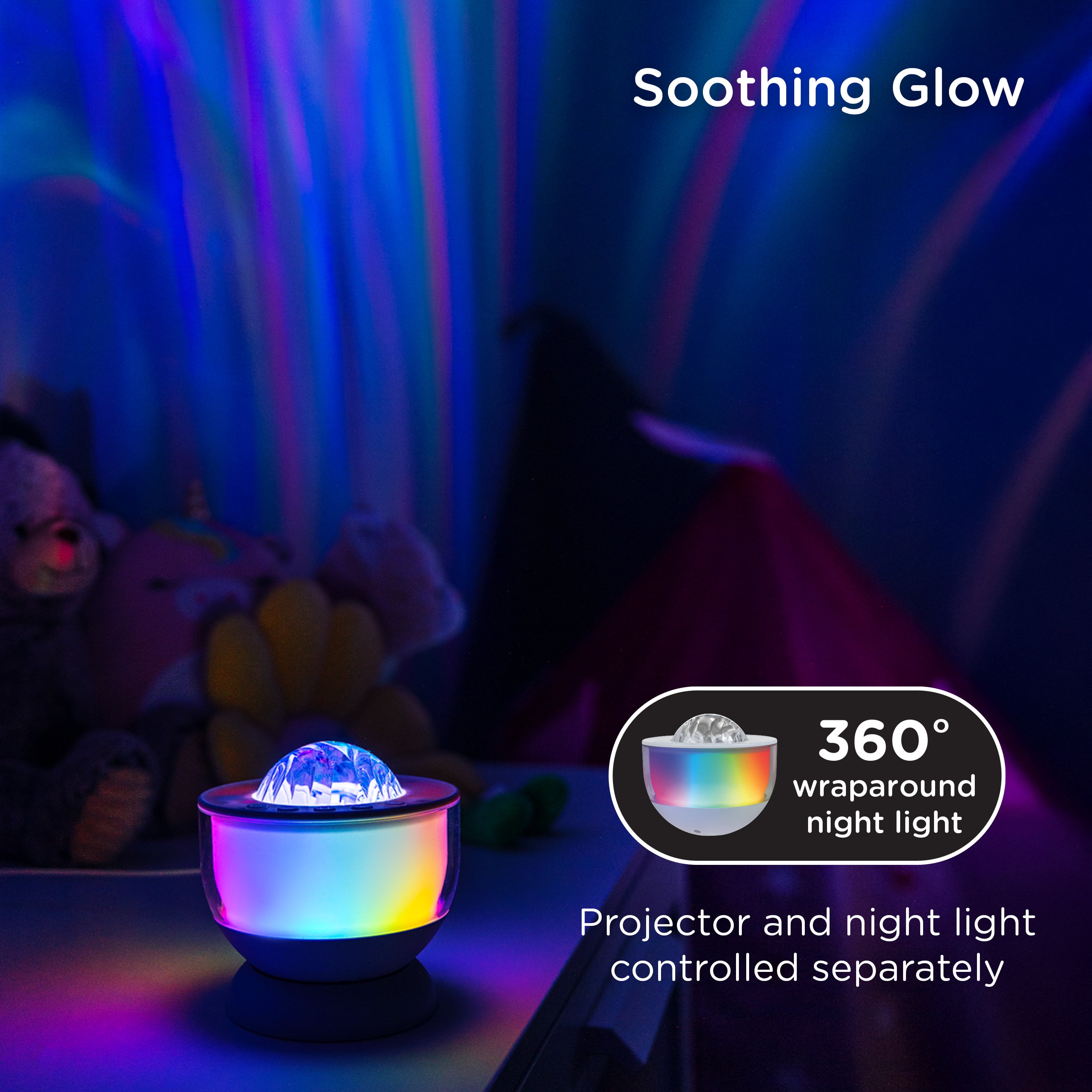 Enbrighten Galaxy Wave Globe Light Projector with 360-degree Night Light