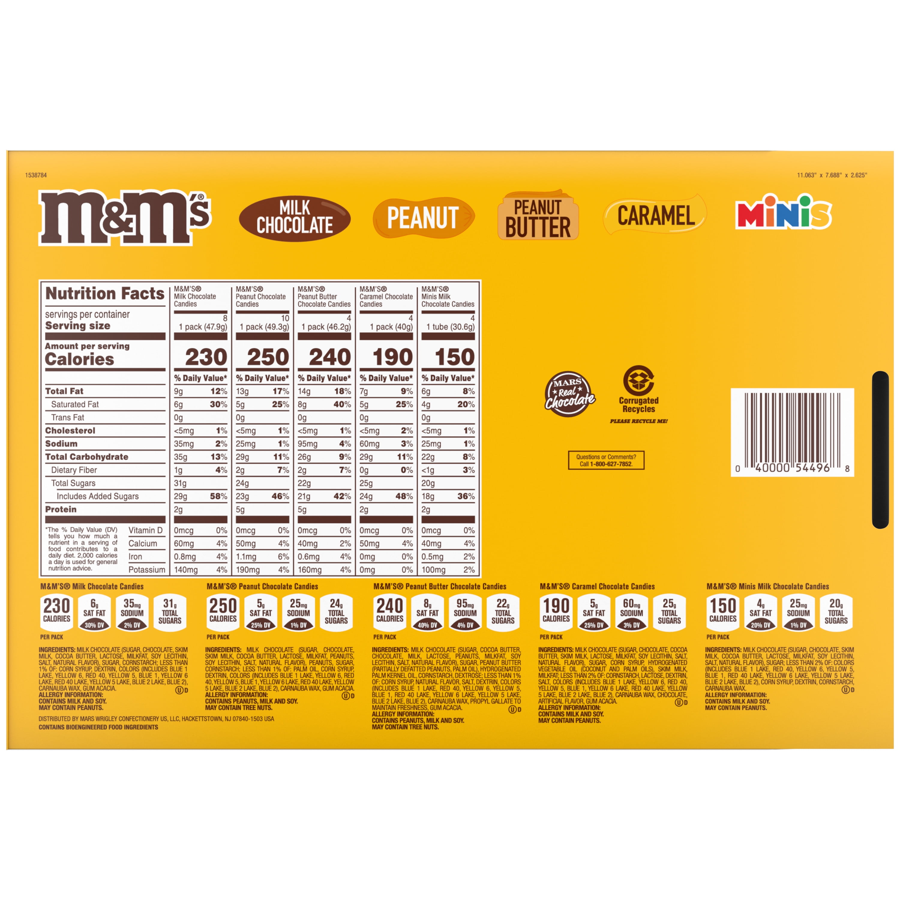 M&M's Milk Chocolate Candy Variety Box - 30 Ct Assorted Bulk Candy Box