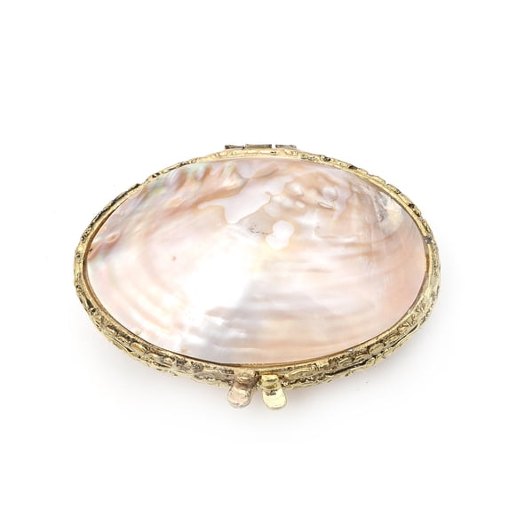 Myanmar Handcrafted Natural Vintage Mother of Pearl Coin Purse With Golden Antique Border