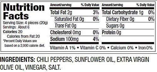 DeLallo Whole Calabrian Chili Peppers, Hot & Spicy, 6.7oz Jar, 6-Pack