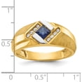 thumbnail image 2 of 14K Yellow Gold Ibgoodman Men's Created Sapphire And 1/15 Carat Diamond Satin Complete Ringsize 10 (Width 8.65) - Jbsp, 2 of 5