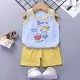 thumbnail image 3 of Chándales con estampado de dibujos animados para niños y niñas, chaleco sin mangas y pantalones cortos elásticos, novedad de verano 2022, 3 of 5