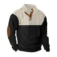 thumbnail image 4 of Mens Corduroy Pullover with Mock Neck and Leather Elbow Patches Durable and Stylish Autumn Clothing Black 3XL, 4 of 8