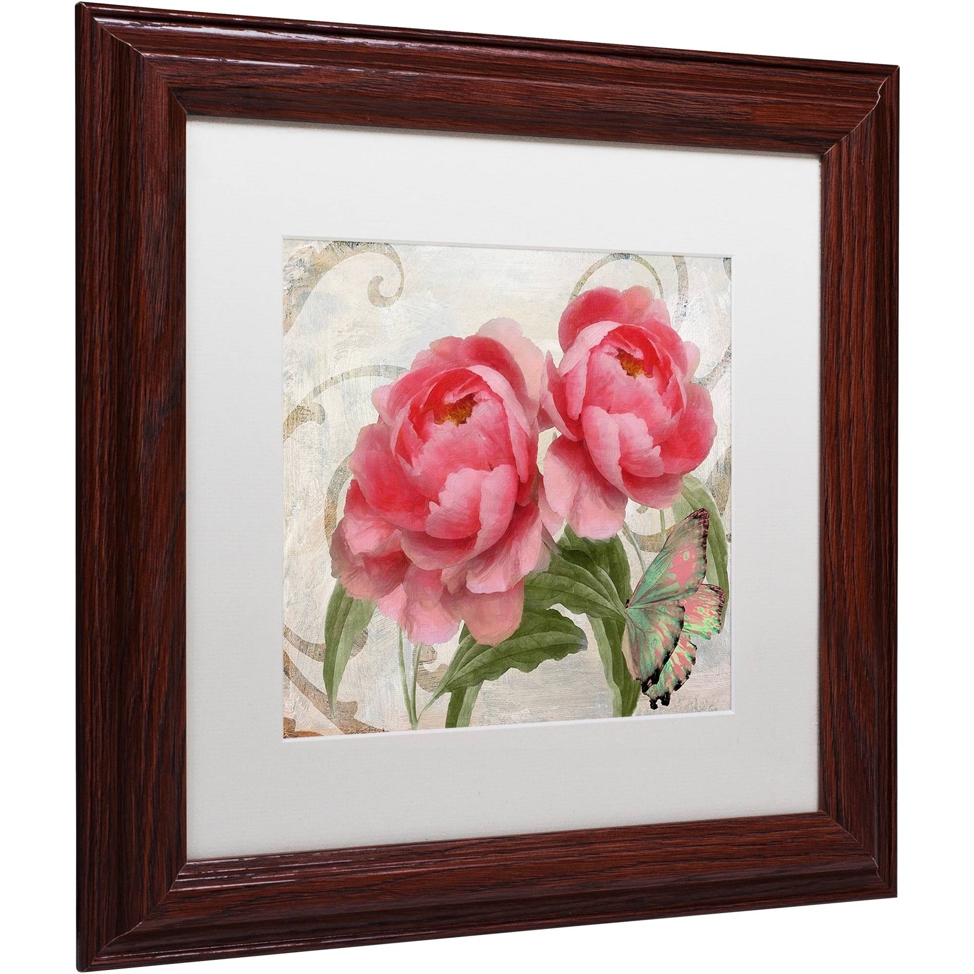 Trademark Fine Art "Apricot Peonies I" Canvas Art by Color Bakery White Matte, Wood Frame