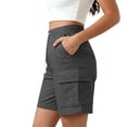 thumbnail image 6 of Horkkom Hiking Shorts Women Elastic Waist Drawstring Cargo Shorts Work Athletic Travel Shorts with Pockets XL, 6 of 10