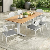 Modway Aeris 7-Piece Outdoor Patio Aluminum Dining Set in White Light Gray by Modway