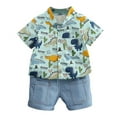 thumbnail image 2 of Toddler Boys Summer Clothing Set Dinosaur Print Short-sleeved T-shirt and Pants, 2 of 8