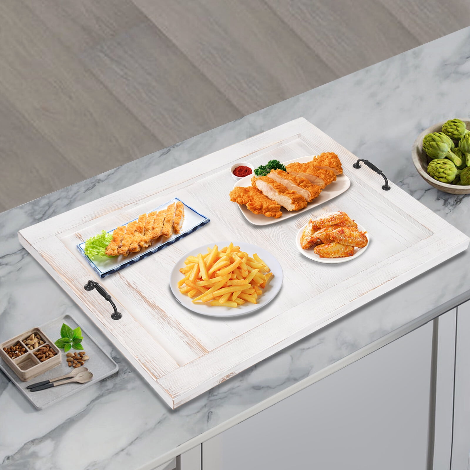 30 * 21.4 In Noodle Board Stove Covers with Handles, Wood Stove Cover for Gas and Electric Stoves, Extra Thick Wooden RV Stovetop and Sink Cover - Space Saving Kitchen Tray