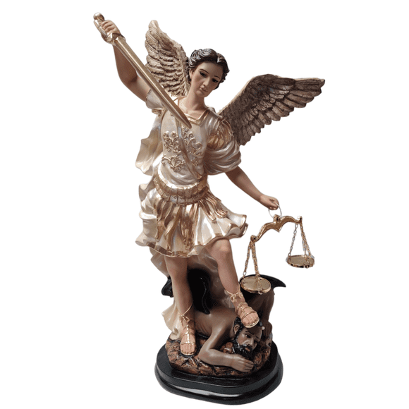 Figura Religiosa San Miguel Arcangel de Resina Fina, Decoracion para Hogar o Altar