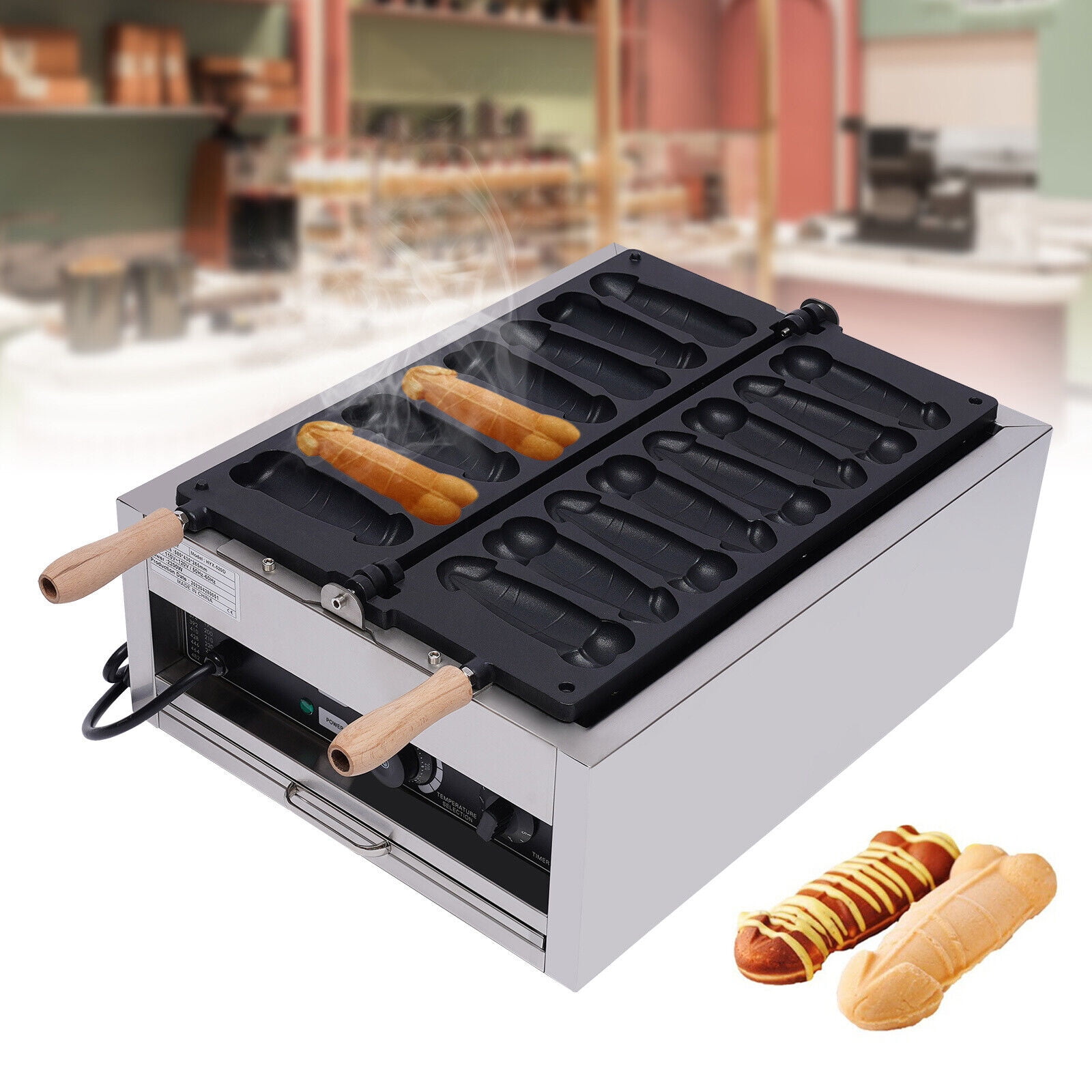 Commercial Waffle Maker Pancake Baker Hot Dog Maker Nonstick 8 Holes