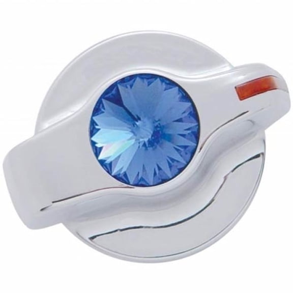 Chrome AC Control Knob W/ Blue Jewel For Peterbilt