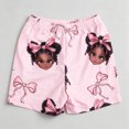 thumbnail image 5 of Bobifish Toddler Girls Outfit Sets Summer Cartoon Girl Face Print Crew Neck Short Sleeve Top Elastic Waist Shorts 2 Piece Sets, 5 of 6