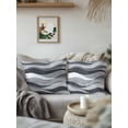 thumbnail image 2 of Outdoor Pillows Waterproof, Black Grey Ombre Throw Pillows with Inserts Included, Modern Moire Abstract Art Aesthetics Indoor Outdoor Decorative Lumbar Pillow for Bed/Couch/Patio 18"x18", 2Pcs, 2 of 8