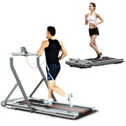 RHYTHM FUN Treadmills for Home 2 in 1 Folding Treadmill Under Desk Treadmill Walking Pad with Foldable Handrail 18" Wide Tread Belt Quiet Running Treadmill with Smart Remote Control and Workout App