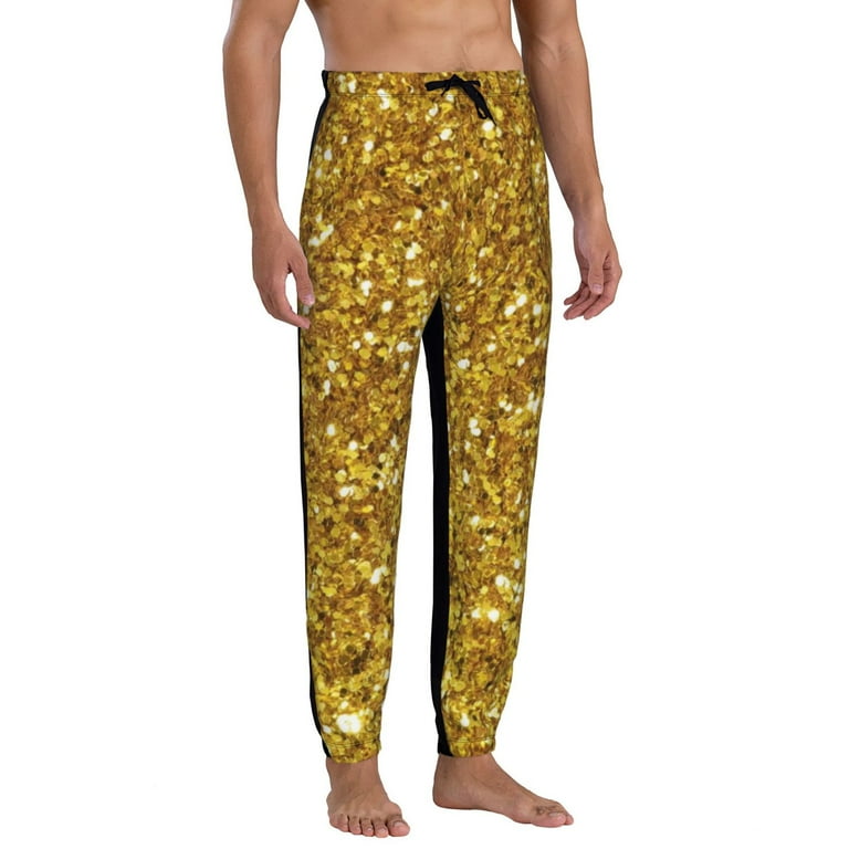 Vsdgher Gold Glitter Sweatpants for Men Joggers for Men Athletic Pants Men s Lounge Pants for Workout Jogger Sweatpants Small