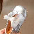 thumbnail image 4 of Gpaecead Girls Mesh Bow Mary Jane Shoes Soft Sole Non Slip Faux Leather Princess Dress Shoes For Toddler, Silver, 4 of 8