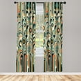 thumbnail image 3 of Ambesonne Abstract Modern Curtains 2 Panel Set, Art Scandi Leaves, Pair of - 28" x 63", Cadet Blue Cinnamon Beige, 3 of 4