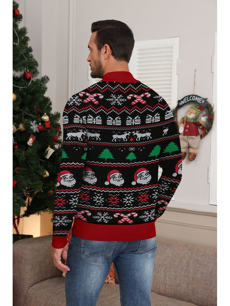 Heren Zip kersttrui Ugly Christmas pullover met Heren Zip kersttrui Ugly Christmas pullover met