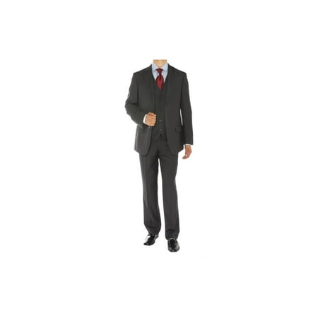 - Gino Valentino 3 Piece Men's 2 Button Jacket Flat Front Pants Vested Suit