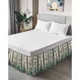 thumbnail image 4 of Retro Butterfly Wrap Around Bed Skirts for Queen Bed 16" Drop, Bed Skirt with Adjustable Elastic Belt Dust Ruffle Bed Valance for Bedroom Hotel Luxury Green Spring Floral Botanical Bed Frame Cover, 4 of 7