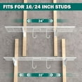 thumbnail image 4 of ZEN Garage Wall Shelves, 12 X 48 Inch Wall Mounted Storage Shelves, Heavy Duty Metal Shelving with Hooks, 2 Pack, White, 4 of 14