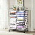 thumbnail image 3 of Costway 15 Drawer Art & Craft Rolling Storage Cart Tools Scrapbook Paper Office School Organizer Clear, 3 of 10