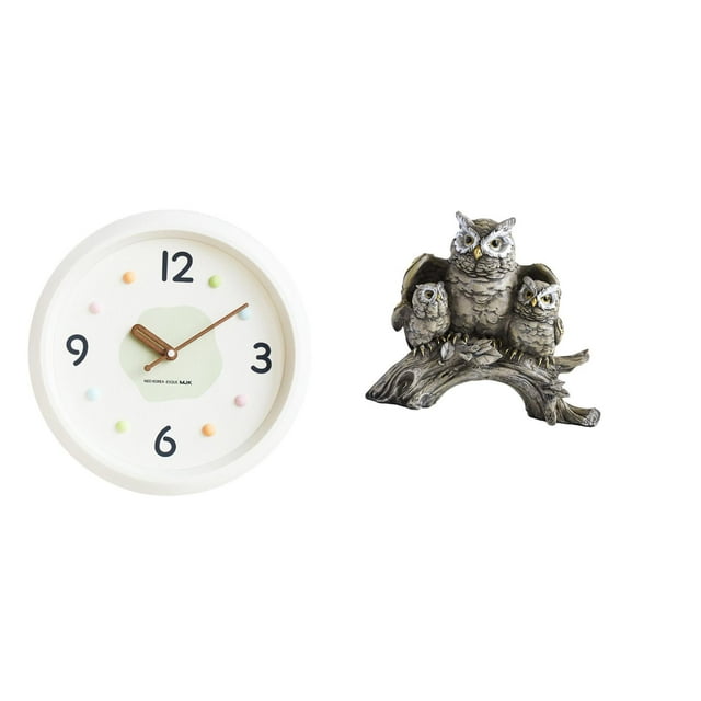 Reloj de pared decorativo, elegante, silencioso, sin , figura de búho de resina, adornos hechos a mano, exhibición de animales, adecuado para sa