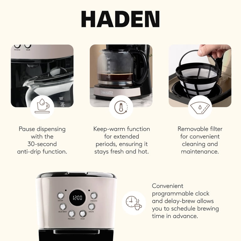 Haden Coffee Machine, 12-Cup Programmable Drip photo 3