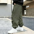 thumbnail image 6 of HAOTAGS Teen Boys Cargo Pants(5-15), Elastic-Waist Trousers with Multi-Pockets Casual Comfy Long Pants Green 12-13 Years, 6 of 7