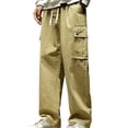 thumbnail image 2 of Olyvenn $15 & under Men's Straight Leg Baggy Fit Skateboard Hip Hop Long Pants Trousers Winter Fashion Long Pants for Men Khaki XXXL, 2 of 3