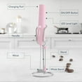 thumbnail image 2 of Rechargeable Milk Frother, 3-Speed Handheld Foam Maker with Double-Layer Whisk for Coffee, Lattes, Matcha, and More – Pink, 2 of 7