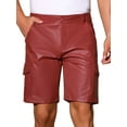thumbnail image 1 of INSPIRE CHIC Pantalones cortos de cuero sintético para hombre con bolsillos cargo retro de fiesta 30 Rojo, 1 of 6