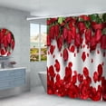 thumbnail image 4 of FANTADOOL 4pcs 3D Digital Print Bathroom Shower Curtain, Carpet Floor Mat, Toilet Mat Sets, 4 of 11