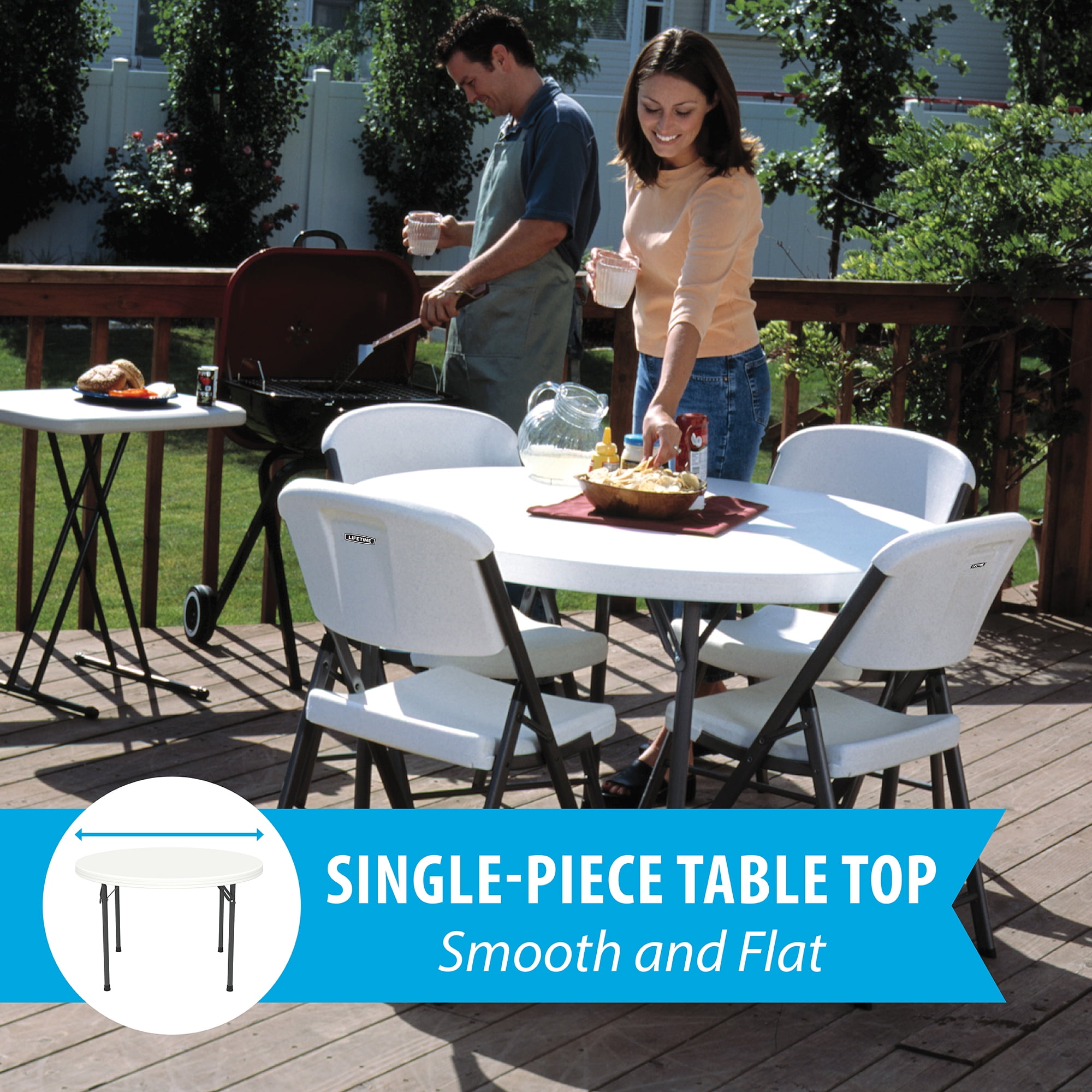 Lifetime 46 inch Heavy Duty Foldable Portable Round Table