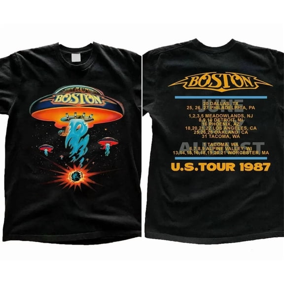 1987 Boston Rock Band Concert Tour Unisex T-Shirt Heavyweight T-shirt Men's