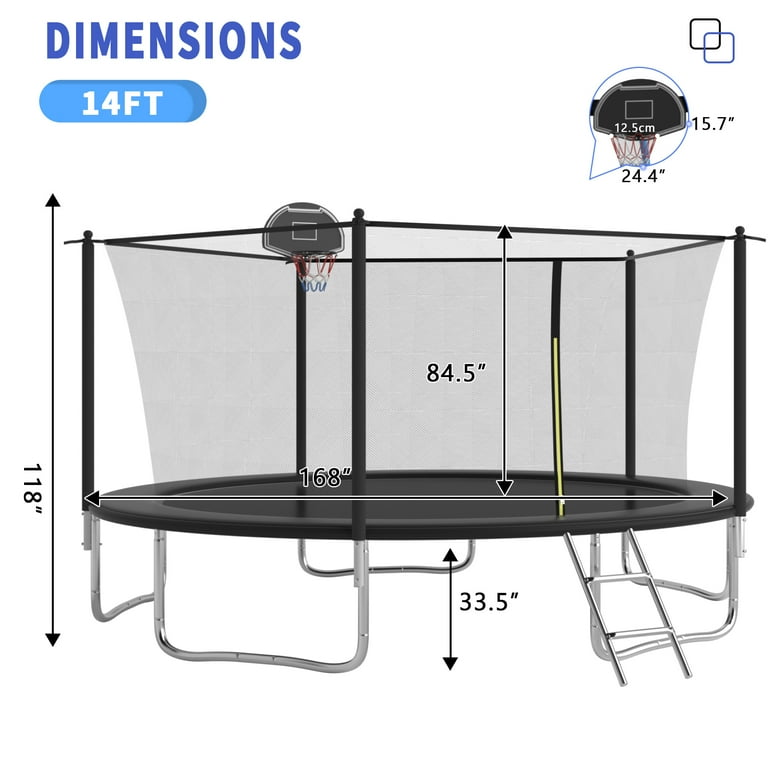 OVATOYS 1400LBS 14FT Trampoline for Adults and Kids