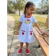 thumbnail image 4 of BemeyourBBs Kids Toddler Baby Girl 100 Dyas Back To School Dress Outfit Letter Apple Embroidery Stripe Short Sleeve Dress Toddler Summer Fall Casual Dress, 4 of 9