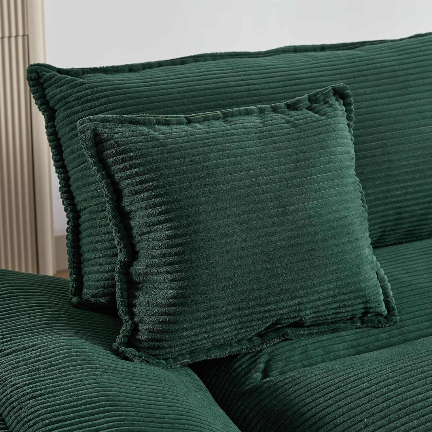 AENKYO 84" Corduroy Loveseat Sofa with Pillows, Modern 2-Seater Couch for Living Room,Green