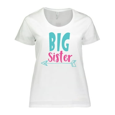Inktastic Big Sister, Older Sister, Arrow - Blue Pink Women's Plus Size T-Shirt