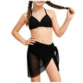 thumbnail image 5 of TOWED22 Girl's 3 Piece Bikini Swimwear Cute Swimsuits Bathing Suit High Waisted with Cover Up Beach Skirt Black,10-11 Y, 5 of 7