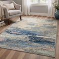 thumbnail image 3 of GENIMO 5'x7' Geometric Abstract Area Rug for Living Room, Machine Washable Non Slip Low Pile Rug for Bedroom Dining Room, Dusty Blue, 3 of 6
