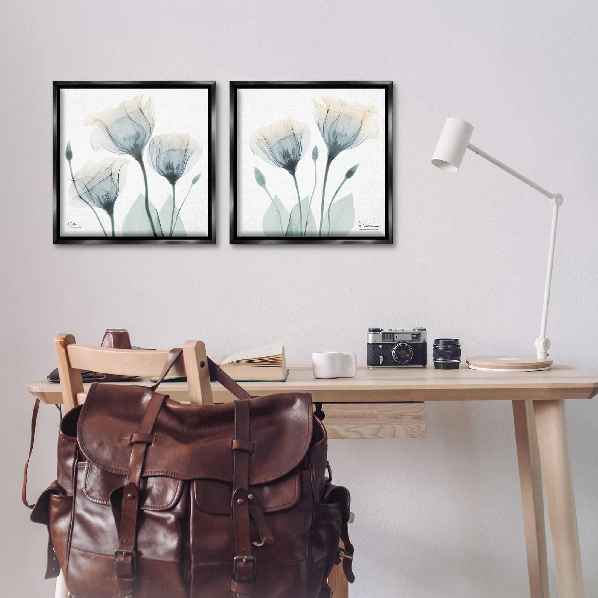 Stupell Industries Budding Opaque Tulips Botanical & Floral Photography Black Floater Framed Canvas Art Print Wall Art, 18 x 18, Set of 2