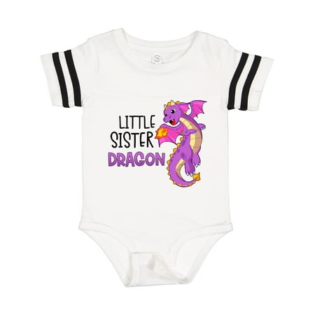 

Inktastic Little Sister Cute Purple Dragon Gift Baby Girl Bodysuit