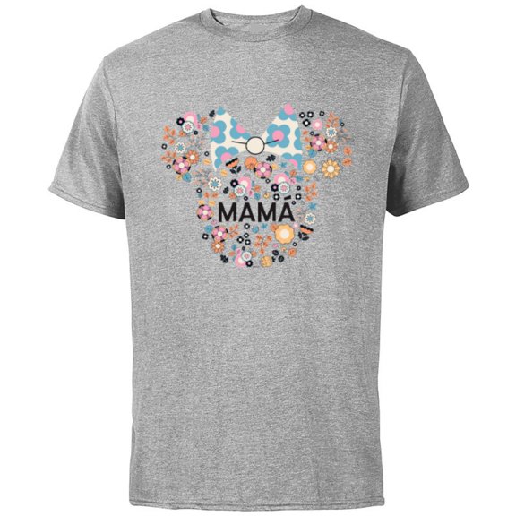 Disney Minnie Mouse Mamá Mom Icon Flowers Día de la Madre - Short Sleeve Cotton T-Shirt for Adults - Customized-Athletic Heather