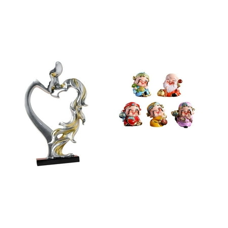 CoudarTitie Romantic Couple and God of Fortune Figurines Unique Collectible Statues for Bedroom Wedding Bookshelf Cabinet Home and New Year Party Decor