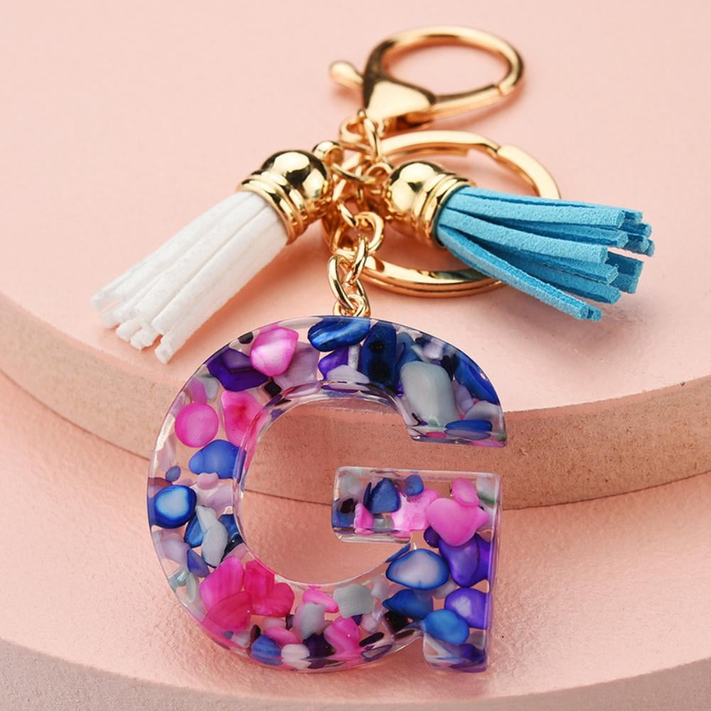 pulunto Alphabet Keychain with Tassel, Initial Letter Couple Key Ring, Bag  Charm Pendant, Key Chain for Bag Key A2R9